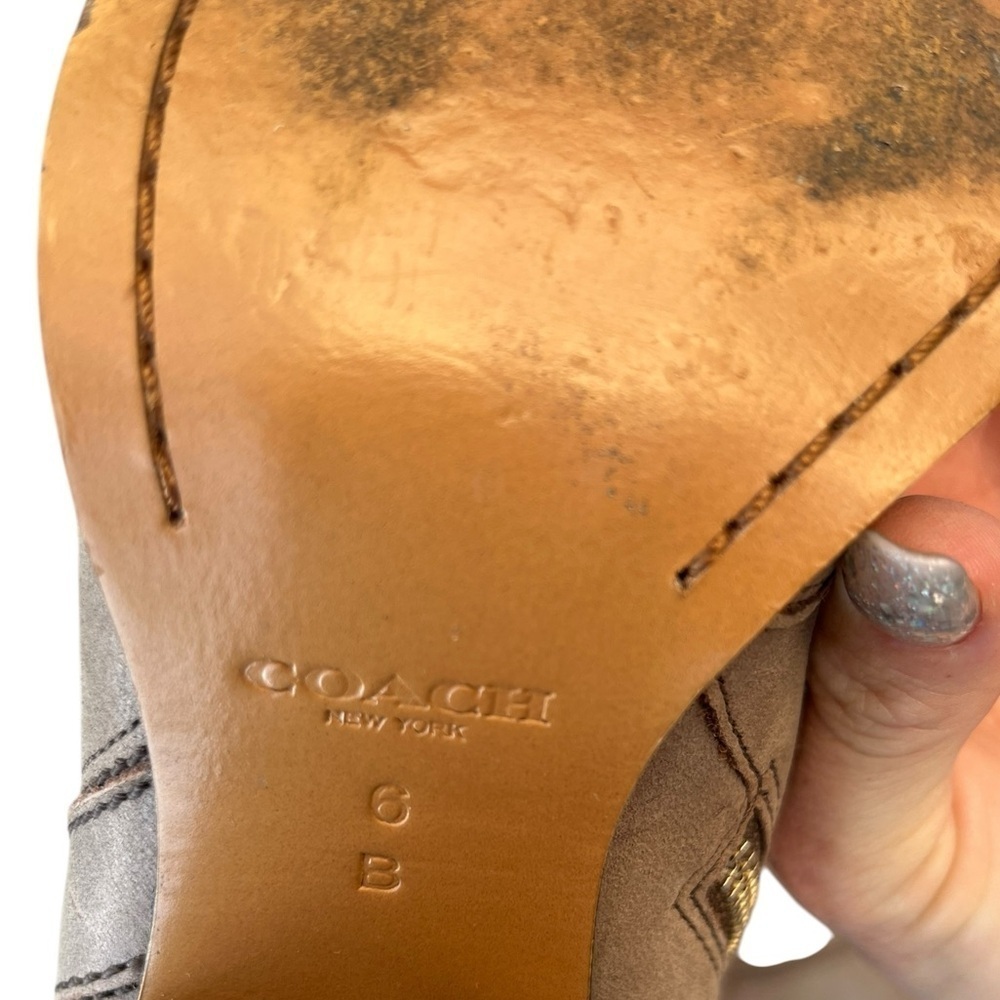 Coach Haven Tan Leather Studded Ankle Booties- Size 6B - Picture 9 of 14